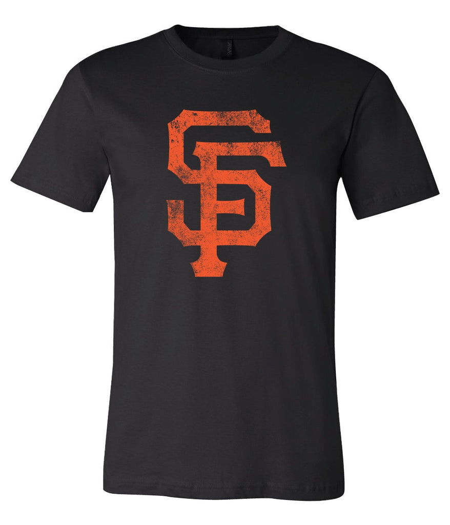 San Francisco Giants Mens SS Orange T Shirt White Distressed Logo Front  Size XL