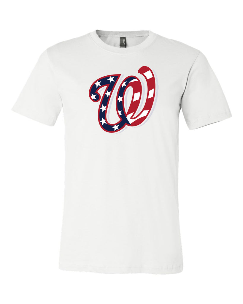 Profile Women's White/Navy Washington Nationals Plus Size Notch Neck T-Shirt