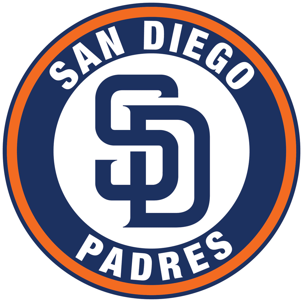 San Diego Padres – Blue Circle With White Name – Full Color Vinyl Sticker –  Custom Size – Biggest Decal Shop