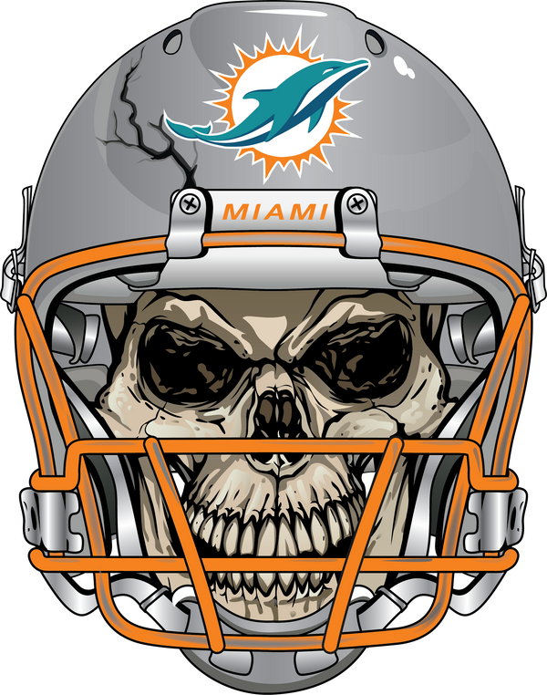 Miami Dolphins Skull Helmet Sticker