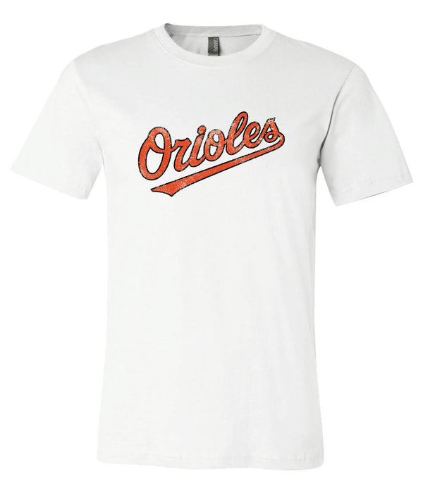Baltimore Orioles text logo Distressed Vintage logo T-shirt 6 Sizes S-3XL!!