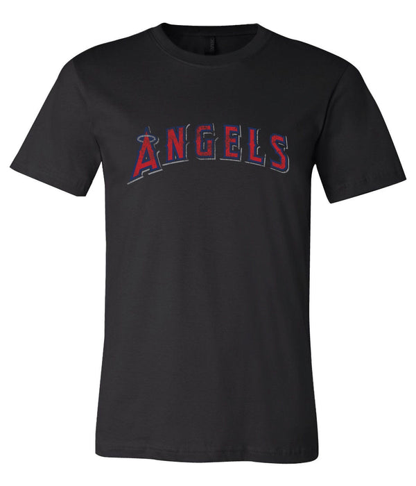 Los Angeles Angels of Anaheim text Distressed Vintage  T-shirt 6 Sizes S-3XL!!