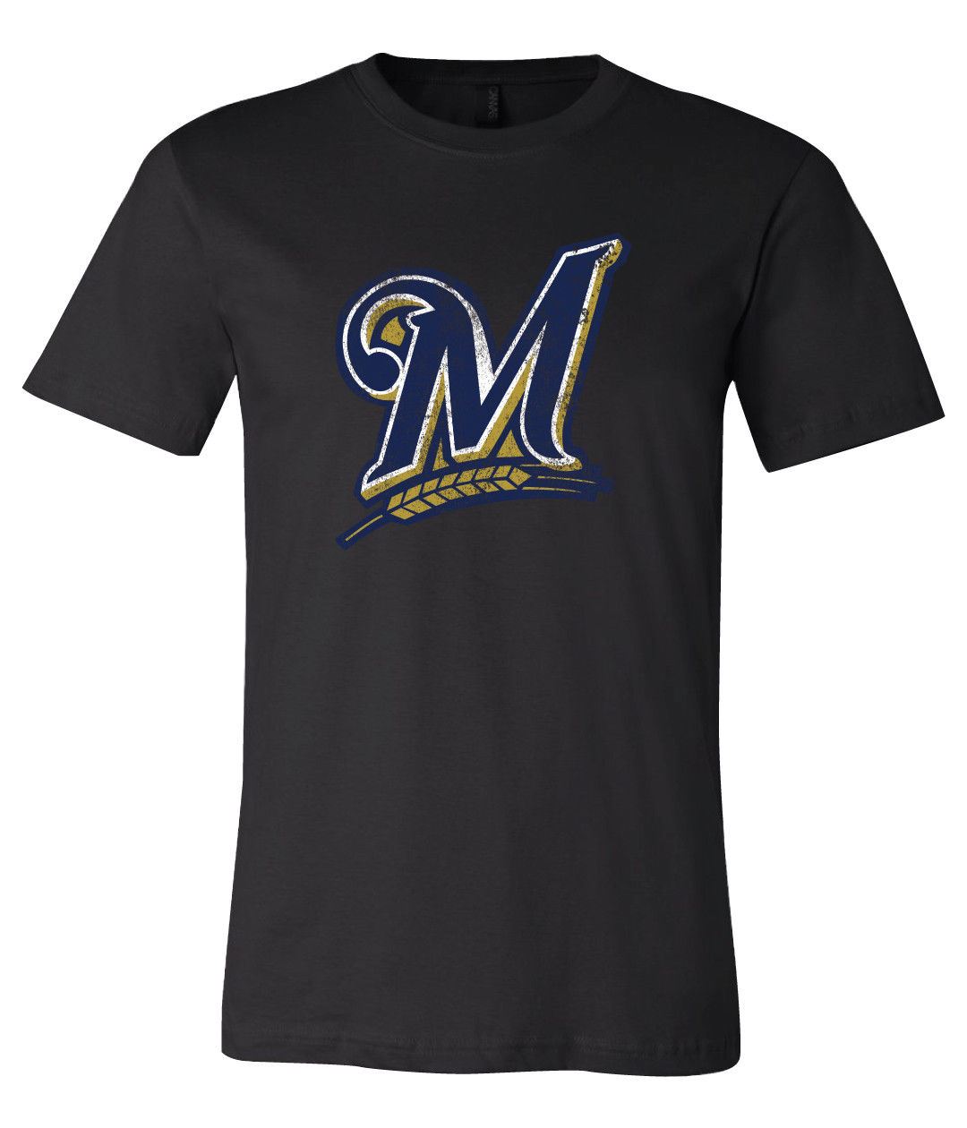 Milwaukee Brewers BIG M Team logo Distressed Vintage T-shirt 6