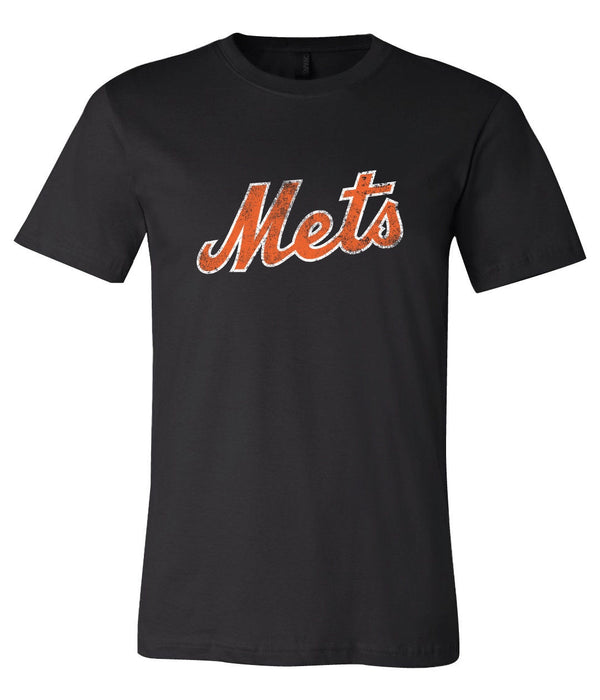 New York Mets Text logo Distressed Vintage logo T-shirt 6 Sizes S-3XL!!