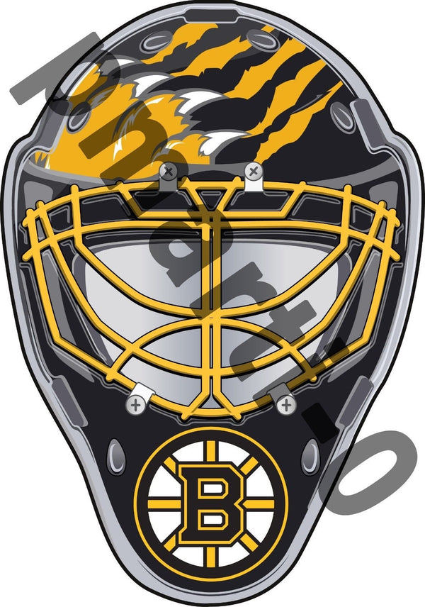 Boston Bruins Front Goalie Mask Vinyl Decal / Sticker 5 Sizes!!!