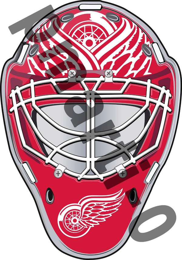 Detroit Red Wings Front Goalie Mask Vinyl Decal / Sticker 5 Sizes!!!