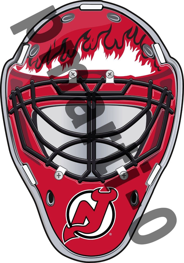New Jersey Devils Front Goalie Mask Vinyl Decal / Sticker 5 Sizes!!!