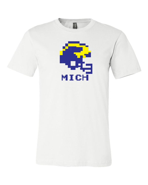 Michigan Wolverines Retro Tecmo Bowl Helmet  T-shirt 6 Sizes S-3XL!!