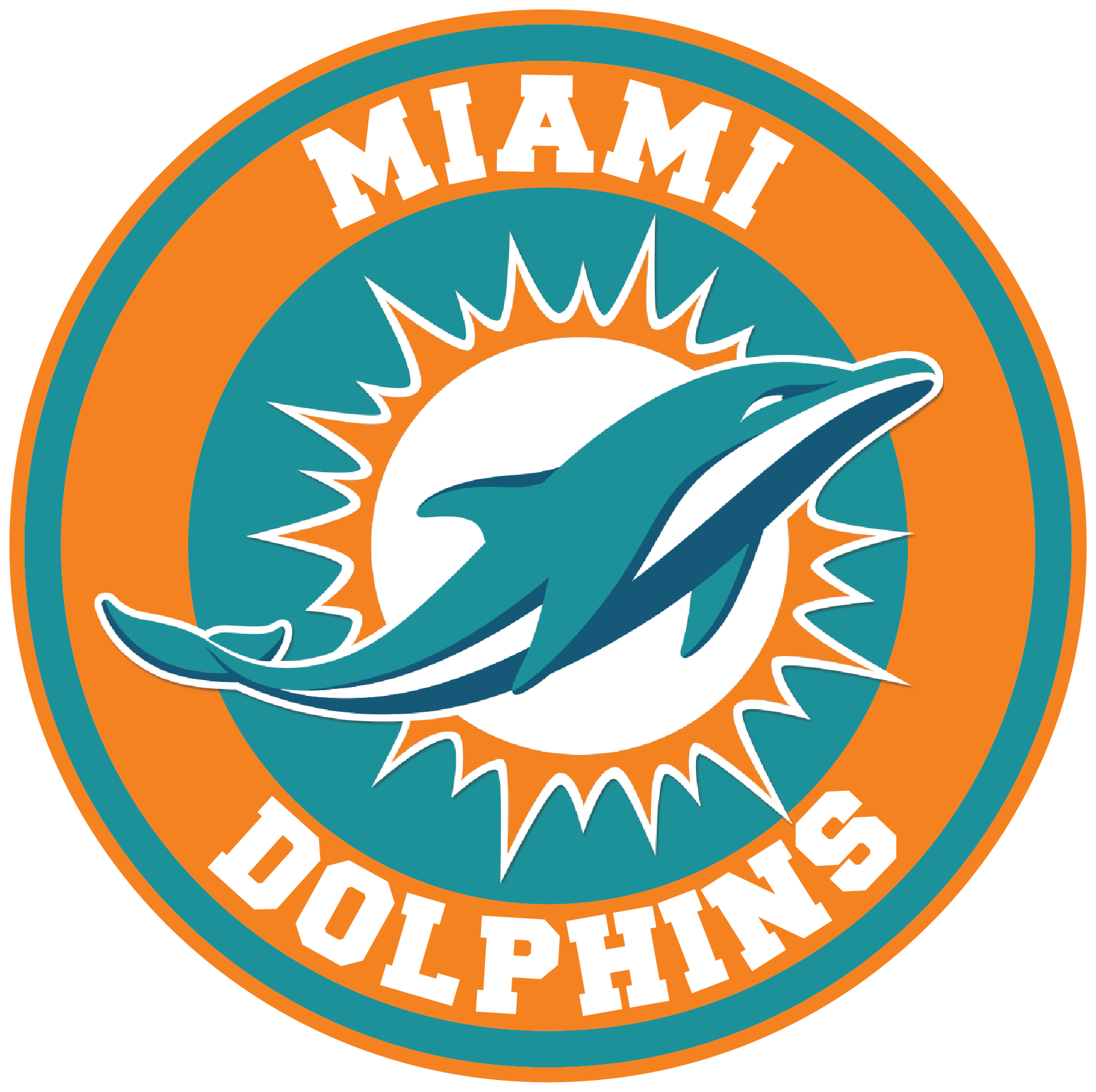 Miami Dolphins Circle Logo Vinyl Decal / Sticker 5 sizes