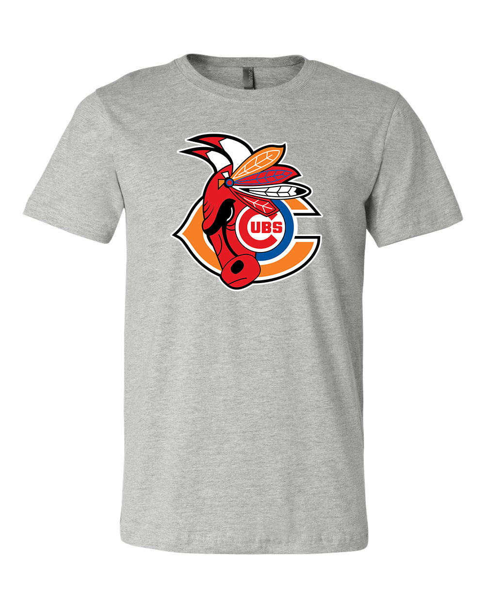 Chicago Cubs Bulls Blackhawks MASH UP Logo T-shirt 6 Sizes S-3XL