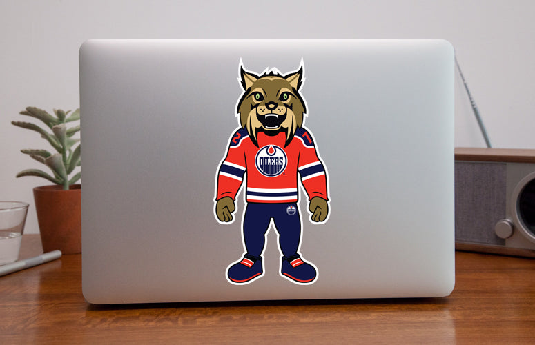 Edmonton Oilers Hunter Mascot Team NHL National Hockey League Sticker Vinyl  Decal Laptop Water Bottle Car Scrapbook (Individual D)