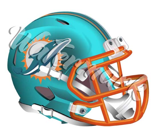 Miami Dolphins Blaze Helmet Sticker / NFL Vinyl Decal 10 sizes W/  TRACKING