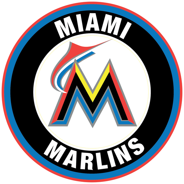 Miami Marlins logo Circle Logo Vinyl Decal  Sticker 5 sizes!!