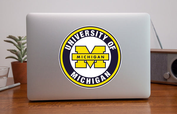 Michigan Wolverines Yellow Circle Logo Vinyl Decal / Sticker 10 sizes!!!