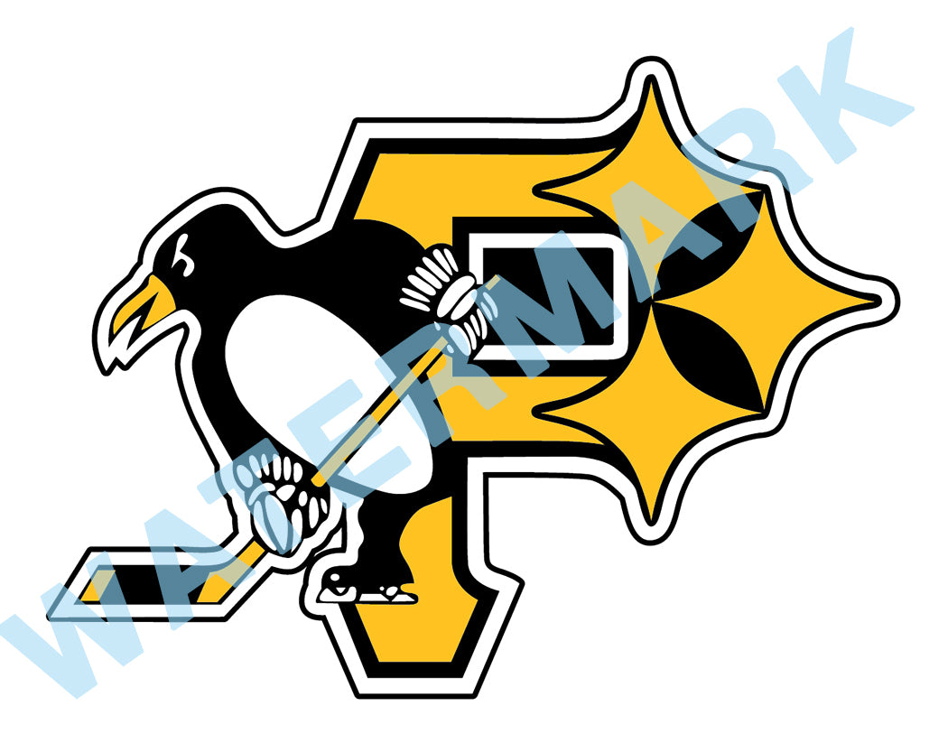 Pittsburgh Steelers Pirates Penguins MASH UP Logo T-shirt 6 Sizes