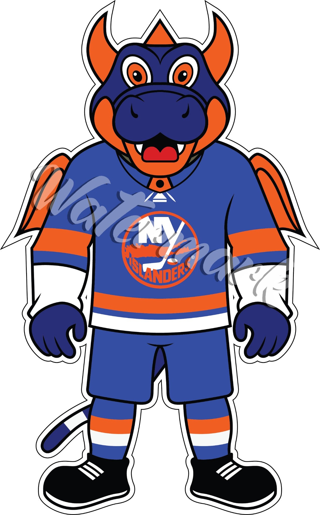 New York Islanders mascot Sparky celebrates the victory over the
